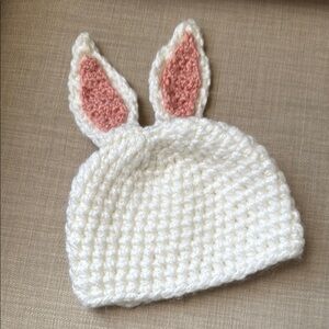Handmade White Bunny Ear Hat for Kids